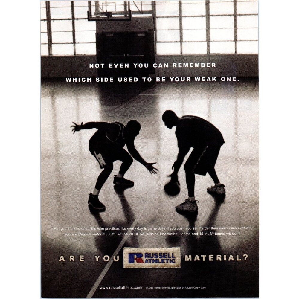 2003 Russell Athletic Sportswear Vintage Print Ad Basketball Court Wall Art